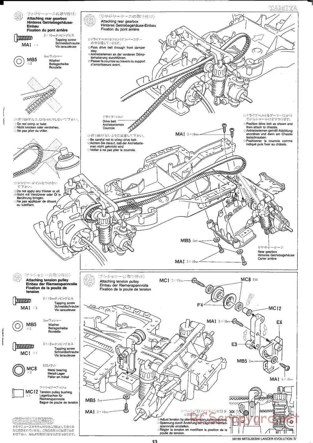 Tamiya - Mitsubishi Lancer Evolution IV - TA-03F Chassis - Manual - Page 13