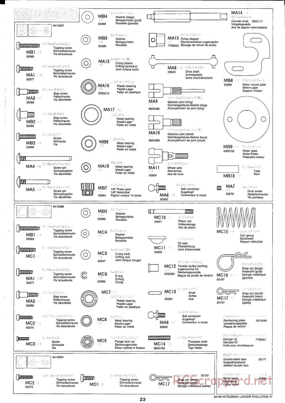 Tamiya - Mitsubishi Lancer Evolution IV - TA-03F Chassis - Manual - Page 23