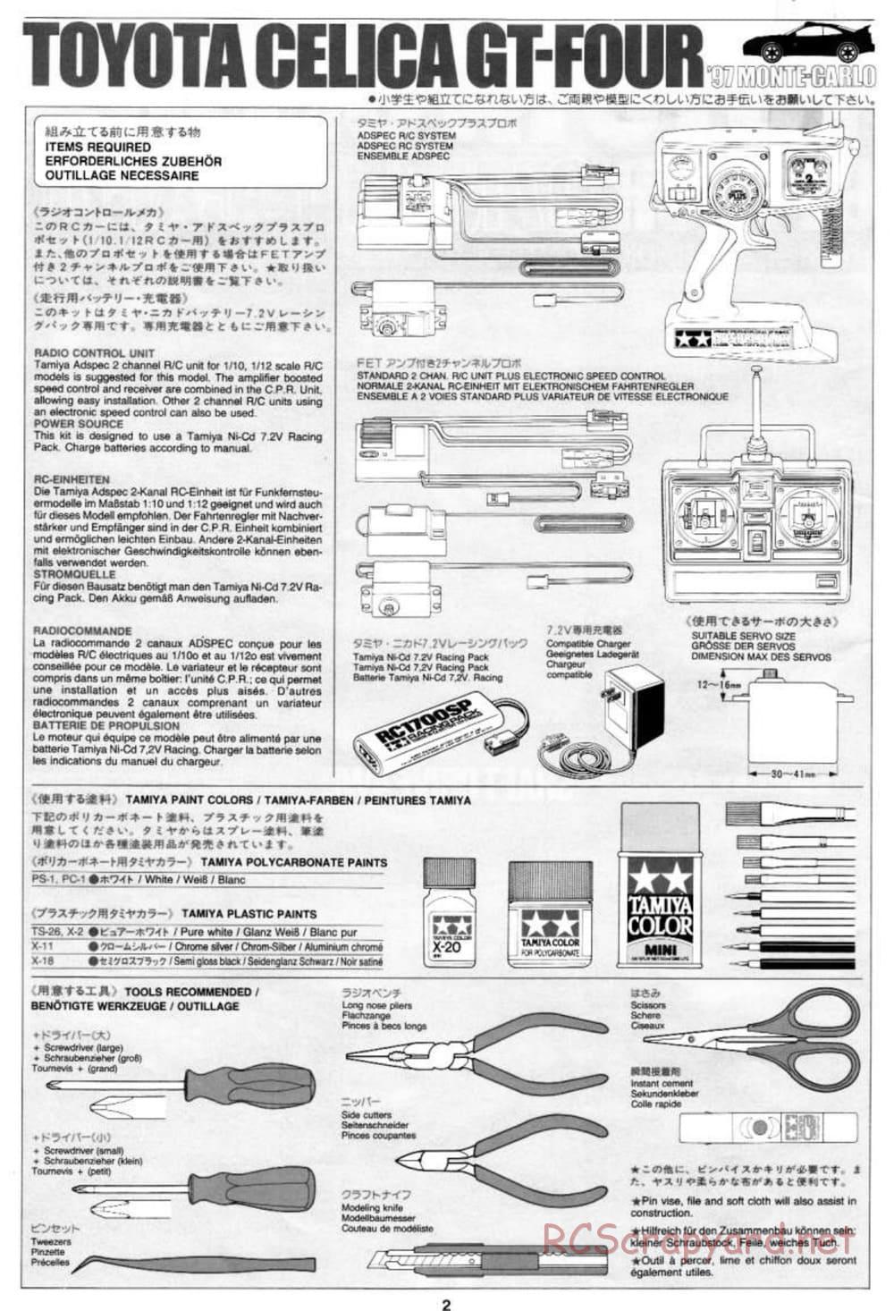 Tamiya - Toyota Celica GT-Four 97 Monte Carlo - TL-01 Chassis - Manual - Page 2