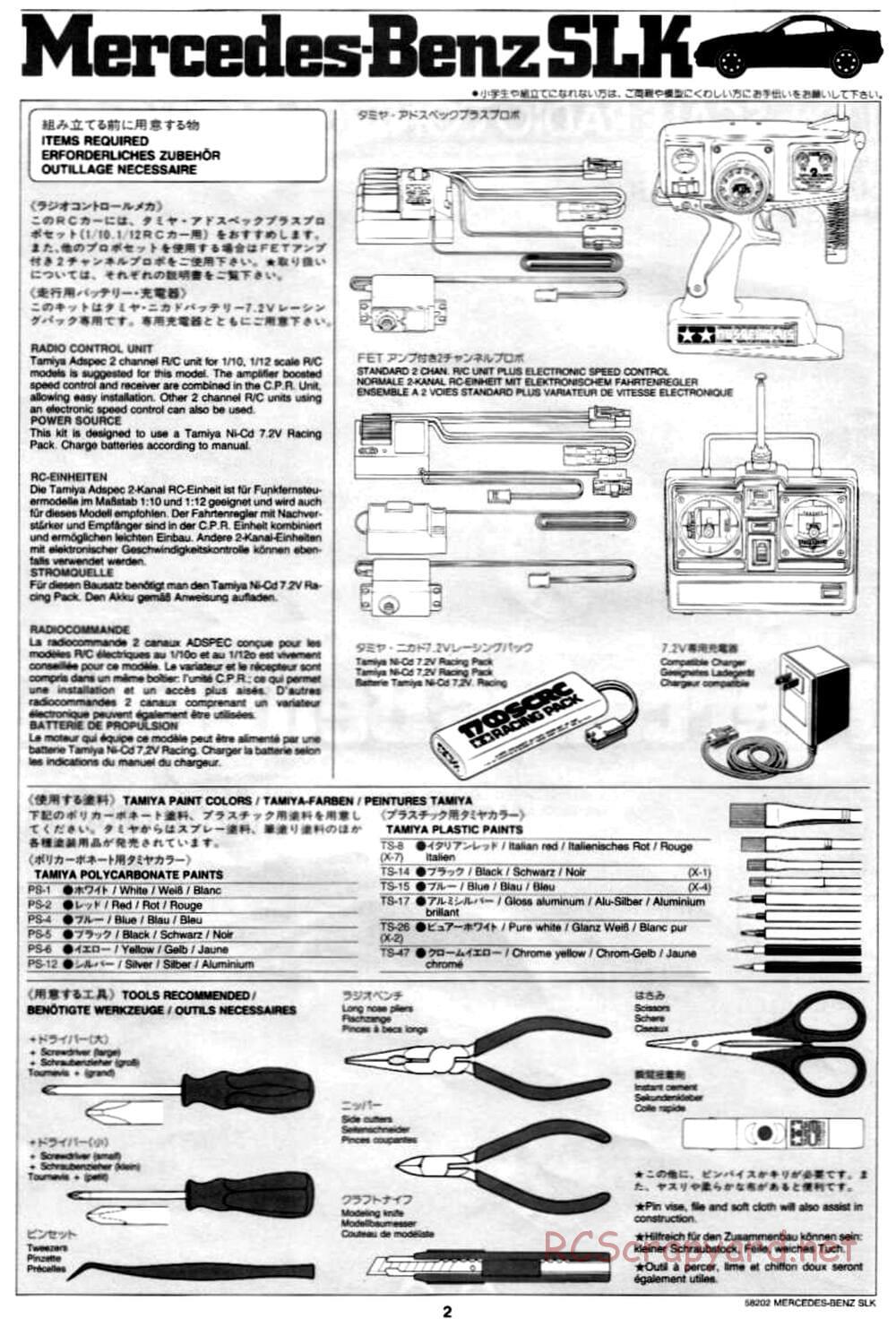 Tamiya - Mercedes-Benz SLK - M02L Chassis - Manual - Page 2