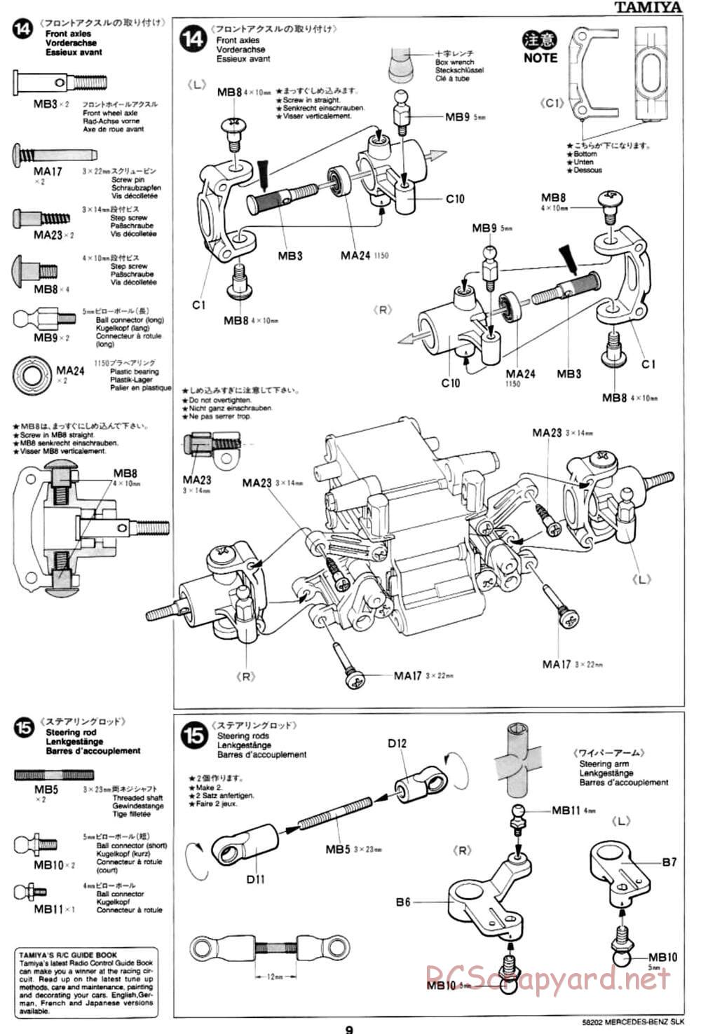 Tamiya - Mercedes-Benz SLK - M02L Chassis - Manual - Page 9