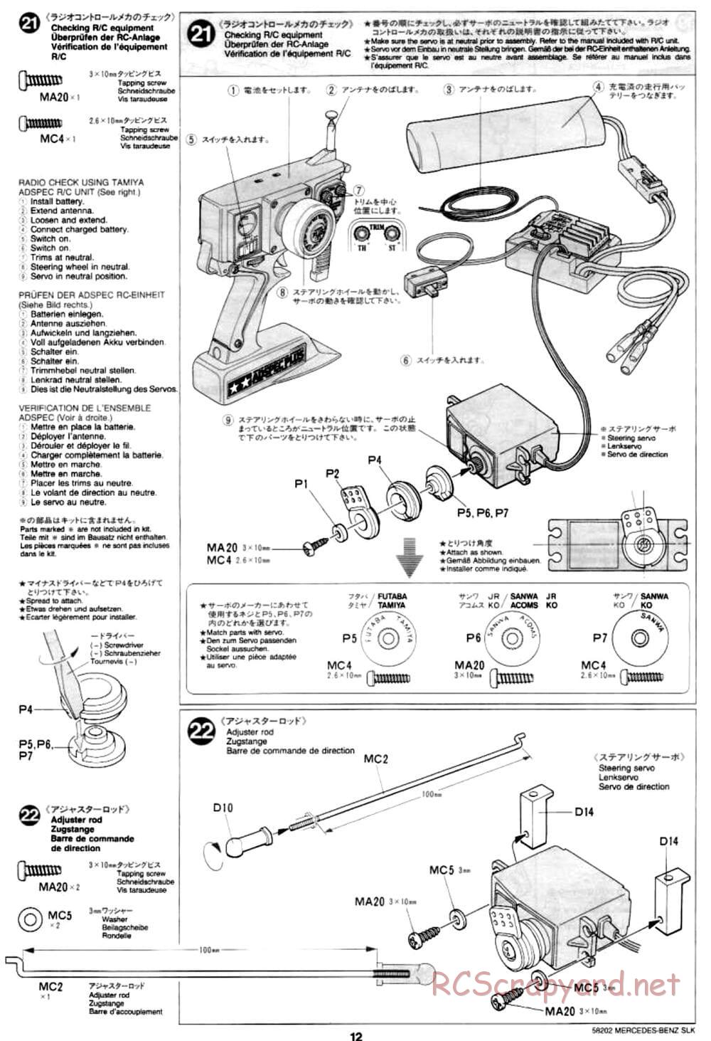 Tamiya - Mercedes-Benz SLK - M02L Chassis - Manual - Page 12