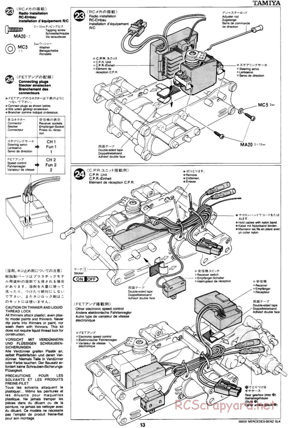 Tamiya - Mercedes-Benz SLK - M02L Chassis - Manual - Page 13