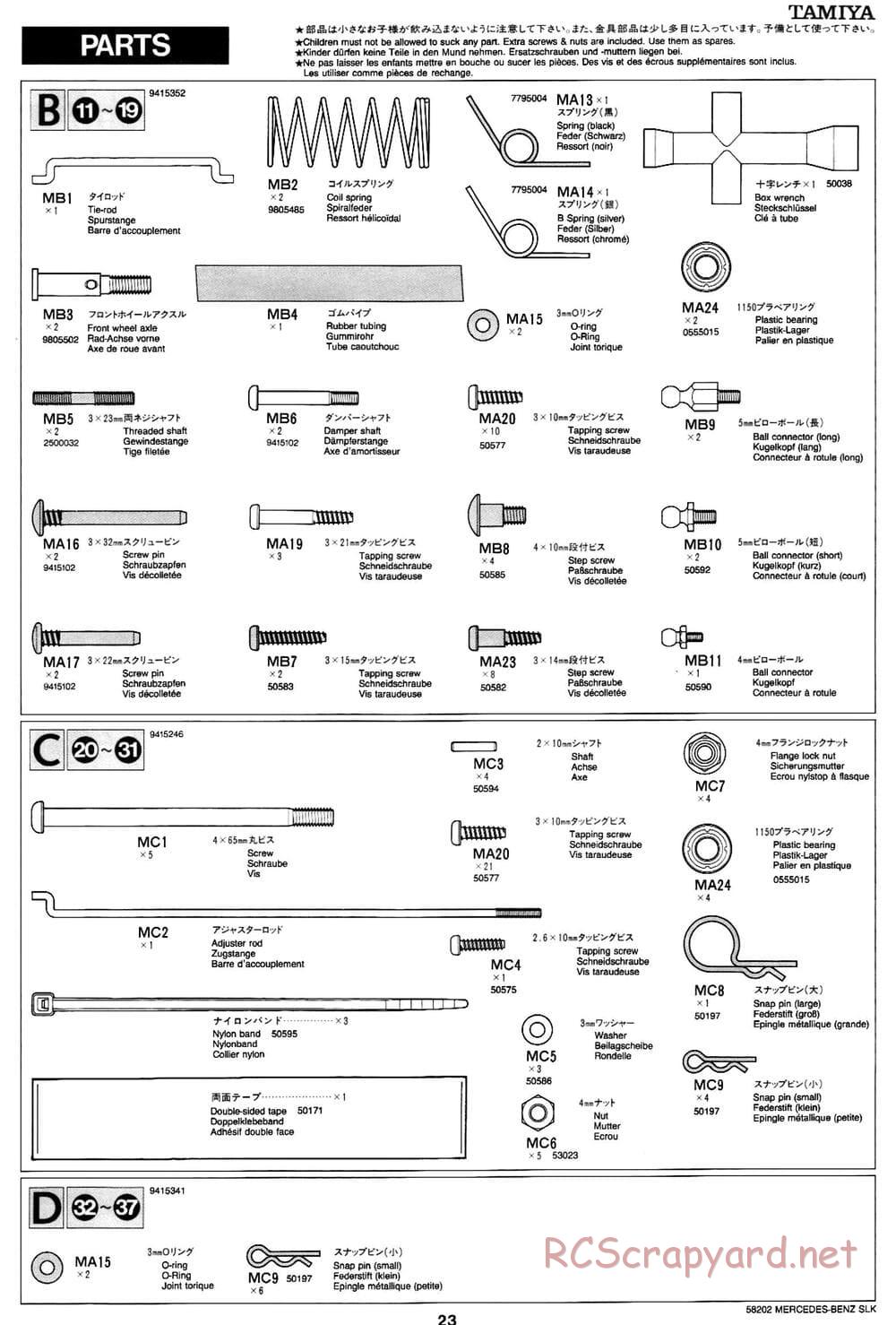 Tamiya - Mercedes-Benz SLK - M02L Chassis - Manual - Page 23
