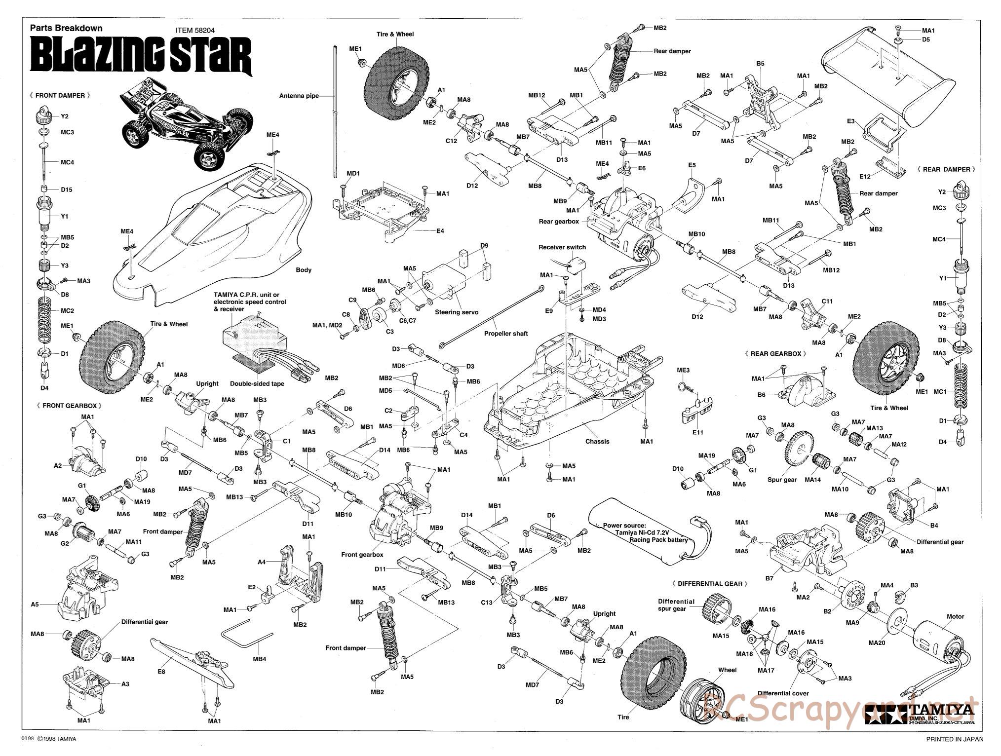 Tamiya - Blazing Star Chassis - Exploded View  - Page 1