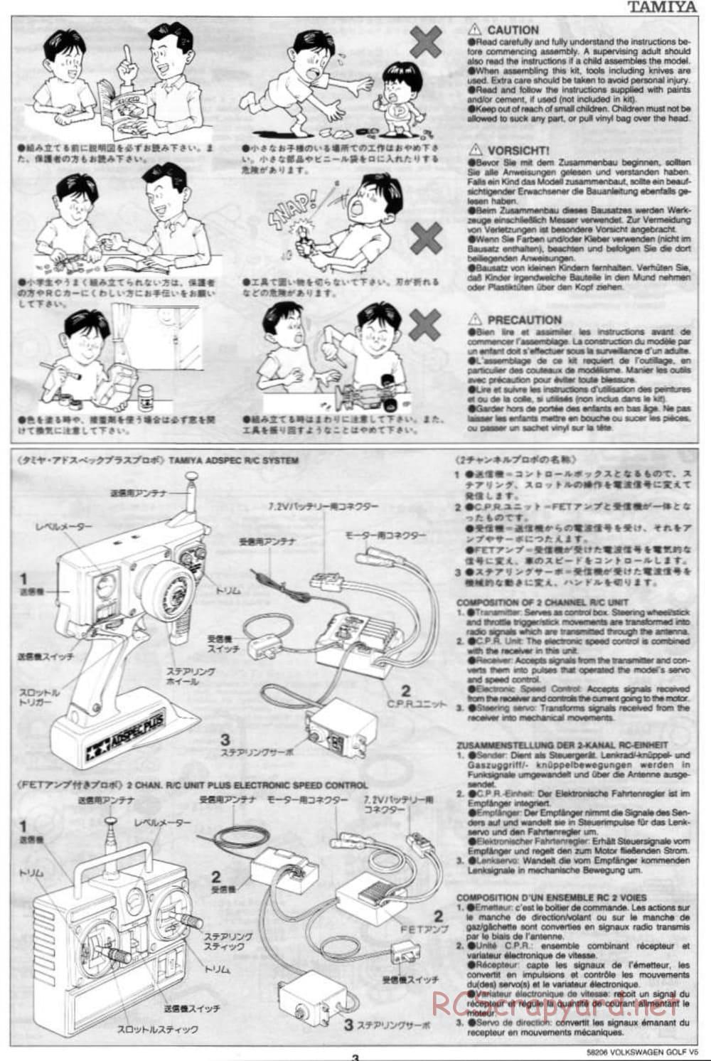 Tamiya - Volkswagen Golf V5 - FF-01 Chassis - Manual - Page 3