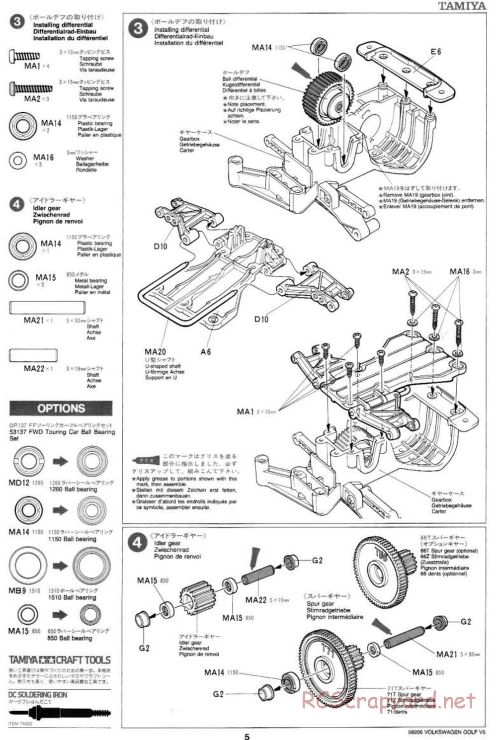 Tamiya - Volkswagen Golf V5 - FF-01 Chassis - Manual - Page 5