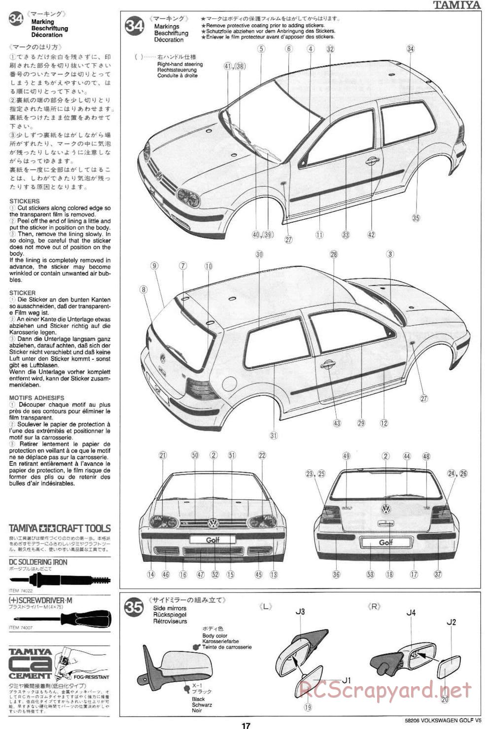 Tamiya - Volkswagen Golf V5 - FF-01 Chassis - Manual - Page 17