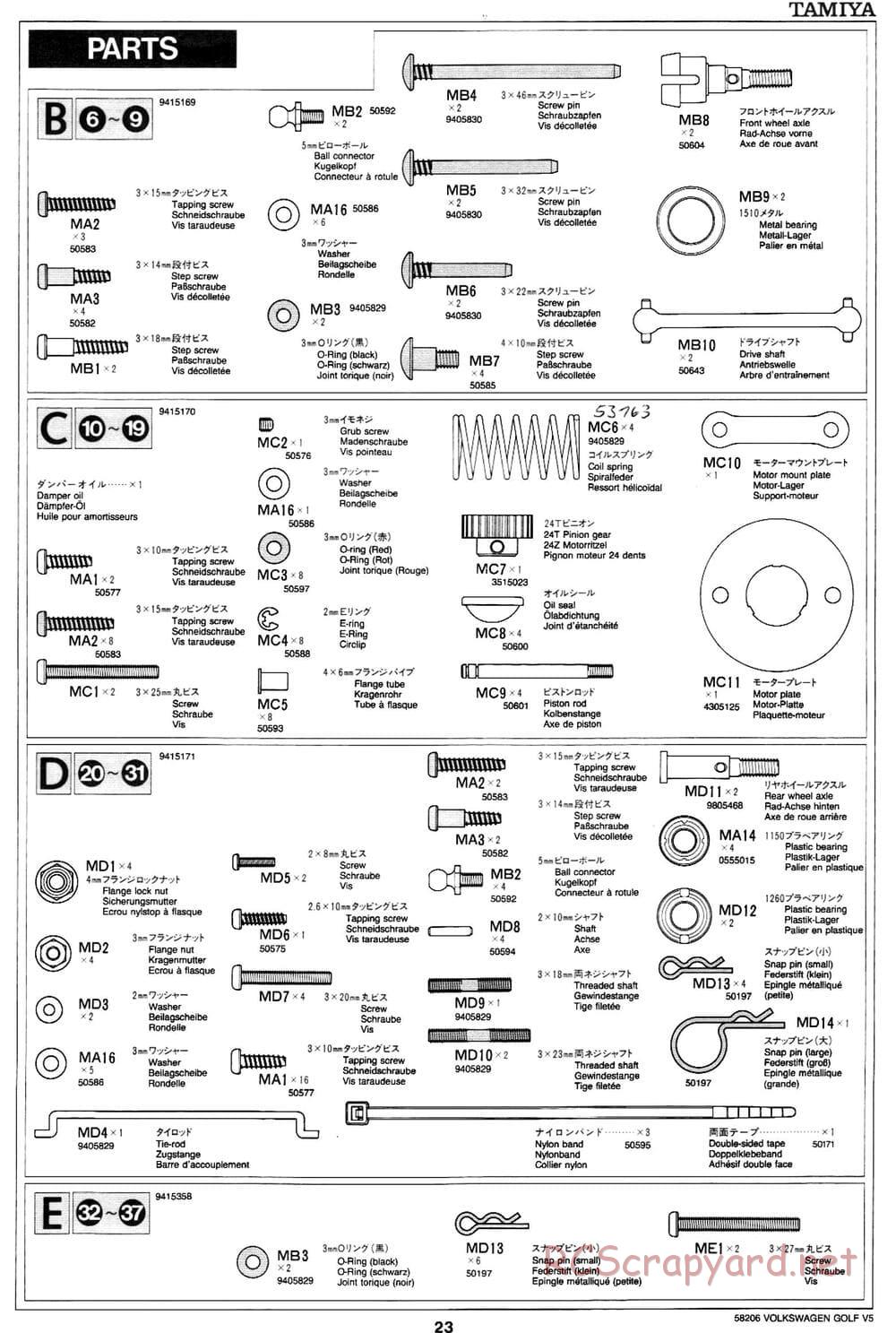 Tamiya - Volkswagen Golf V5 - FF-01 Chassis - Manual - Page 23