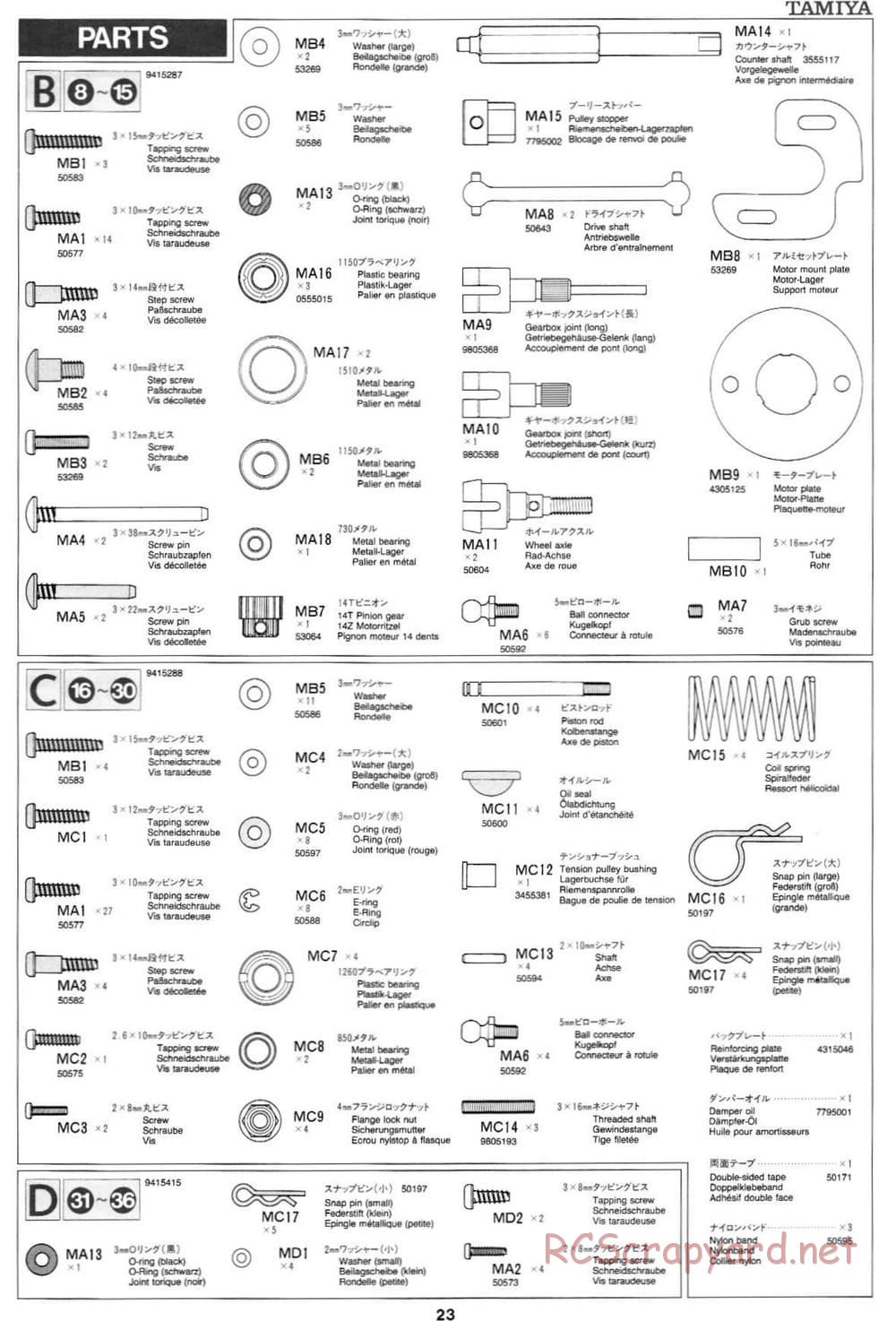 Tamiya - Subaru Impreza WRC 97 - TA-03F Chassis - Manual - Page 23