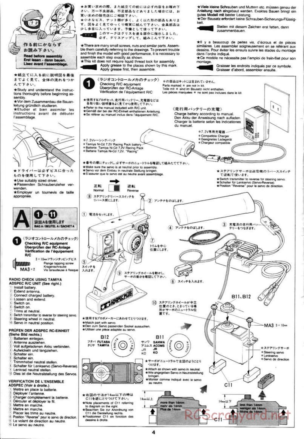 Tamiya - Peugeot 406 ST - TL-01 Chassis - Manual - Page 4