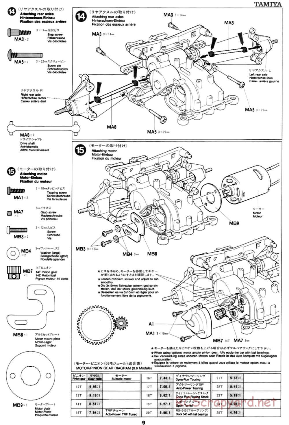 Tamiya - Mercedes CLK-GTR - TA-03R Chassis - Manual - Page 9