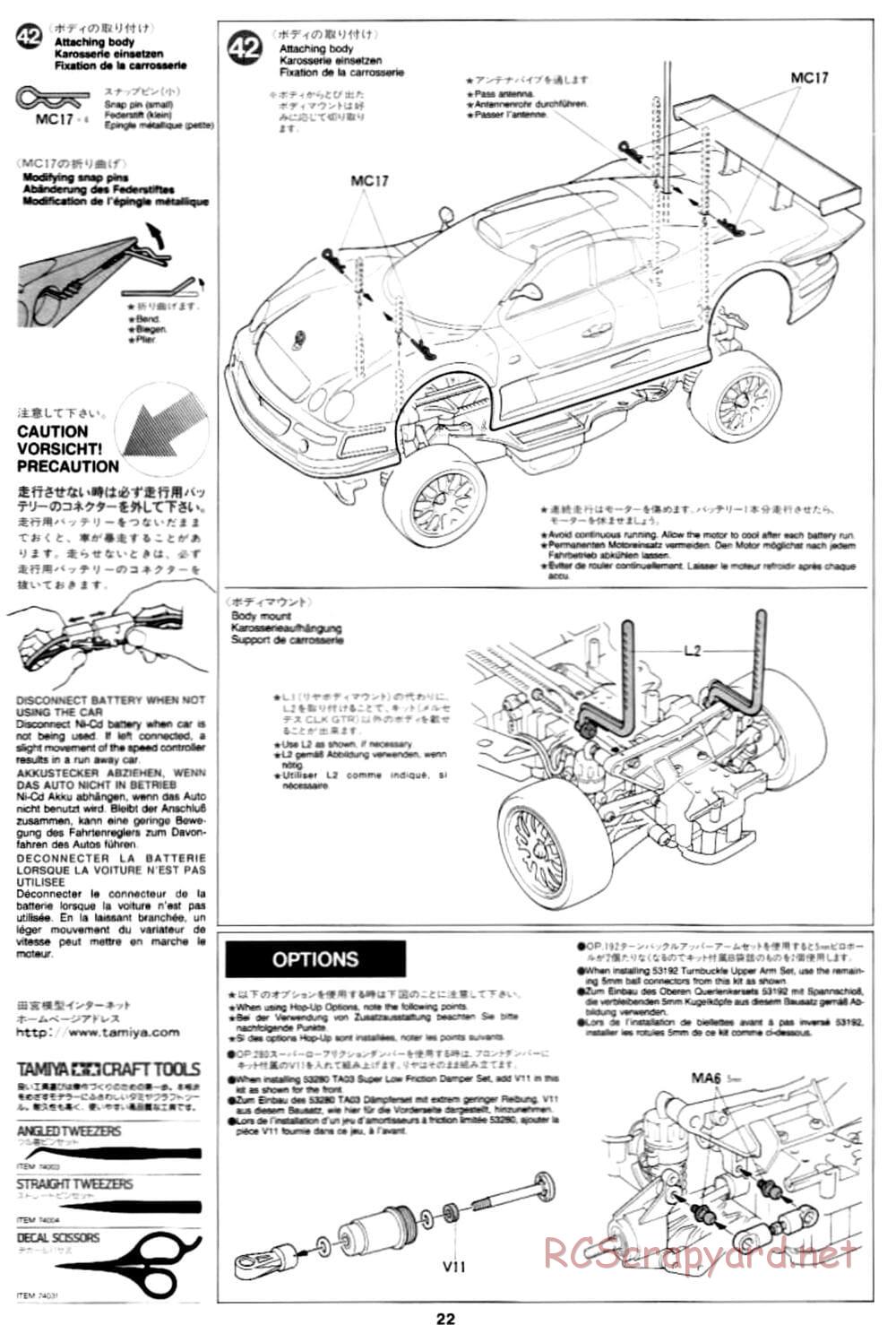 Tamiya - Mercedes CLK-GTR - TA-03R Chassis - Manual - Page 22