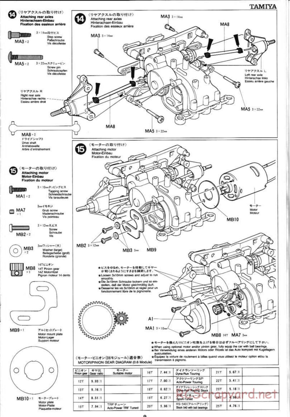 Tamiya - PIAA Porsche 911 - TA-03RS Chassis - Manual - Page 9