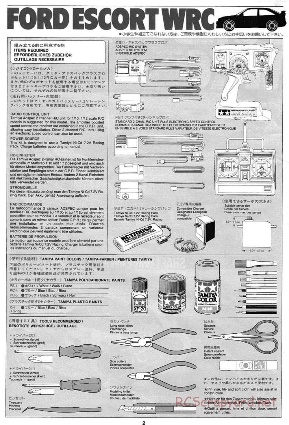 Tamiya - Ford Escort WRC - TL-01 Chassis - Manual - Page 2