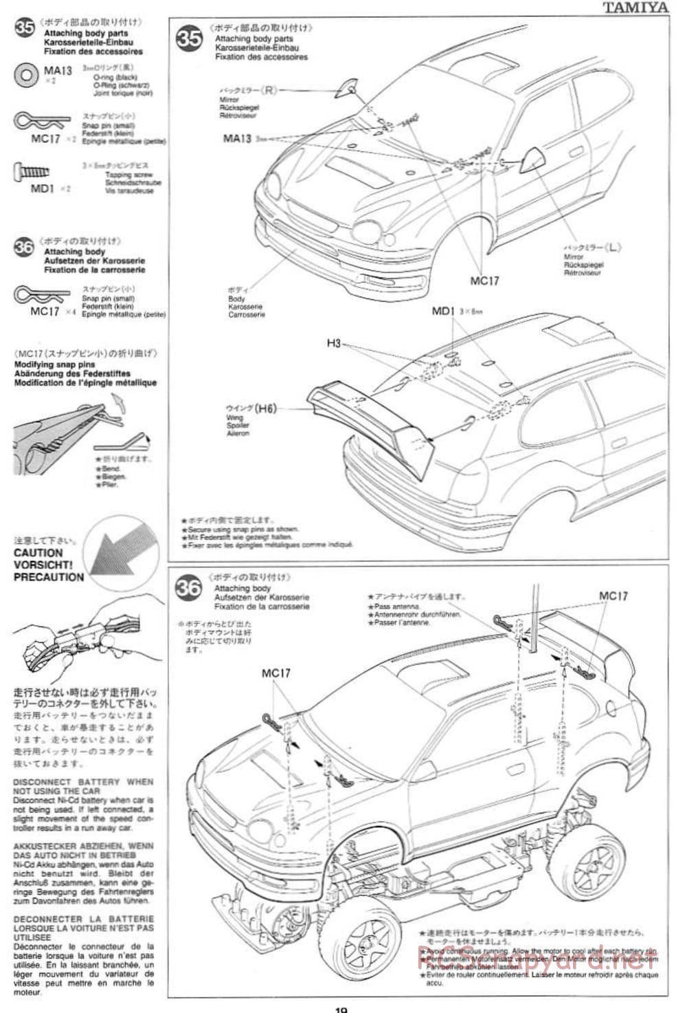 Tamiya - Toyota Corolla WRC - TA-03FS Chassis - Manual - Page 19