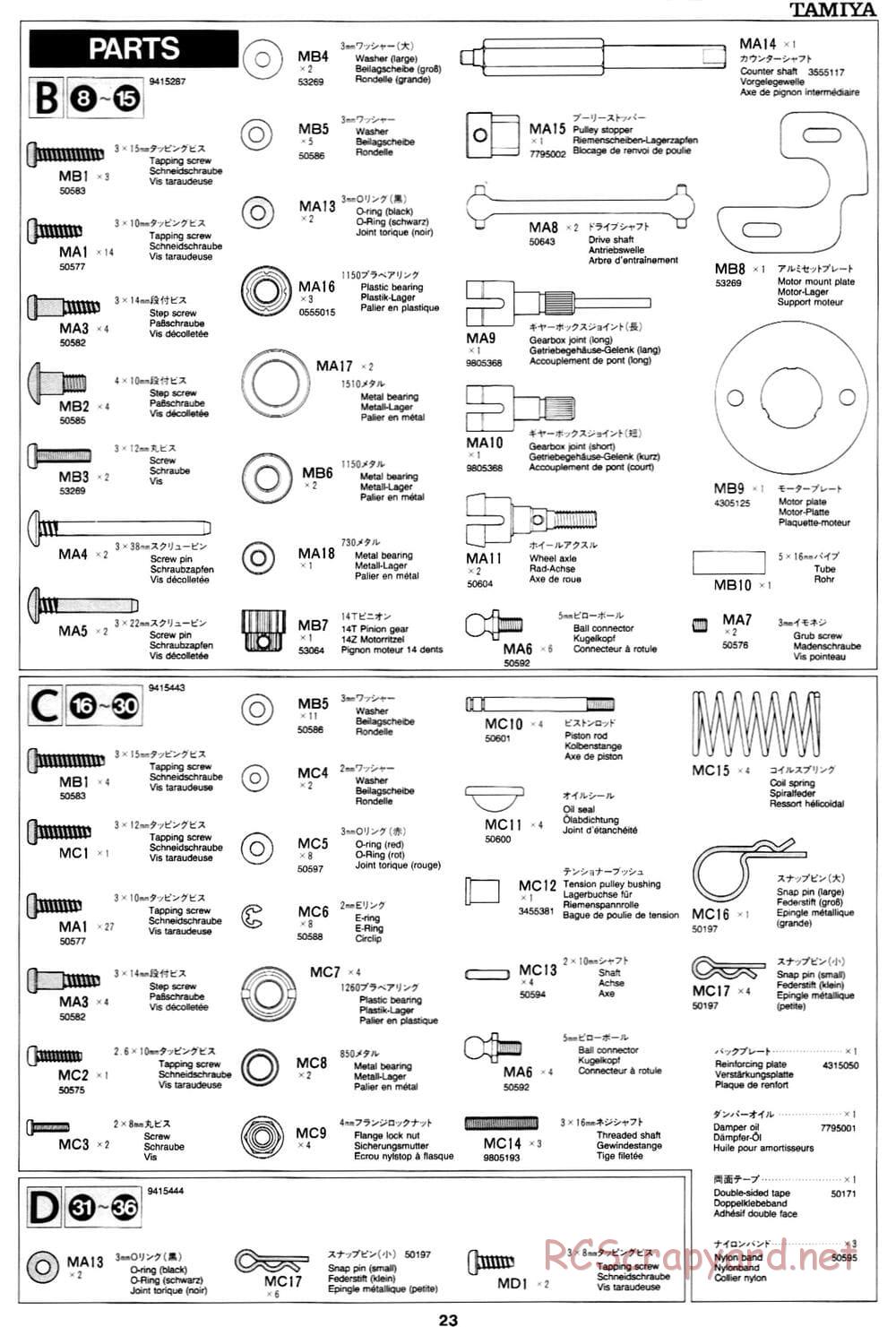 Tamiya - Toyota Corolla WRC - TA-03FS Chassis - Manual - Page 23