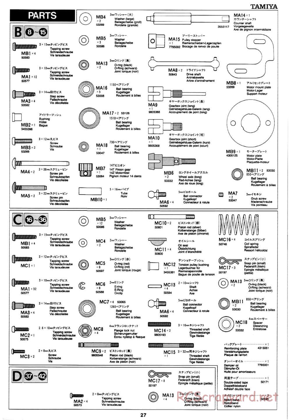 Tamiya - Mobil 1 NSX - TA-03R Chassis - Manual - Page 27