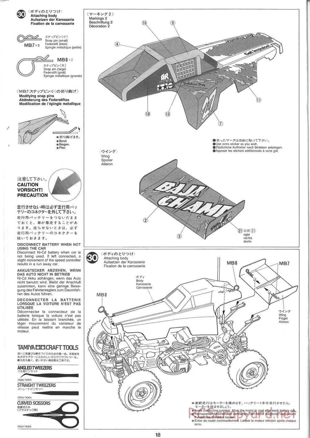Tamiya - Baja Champ - TL-01B Chassis - Manual - Page 18