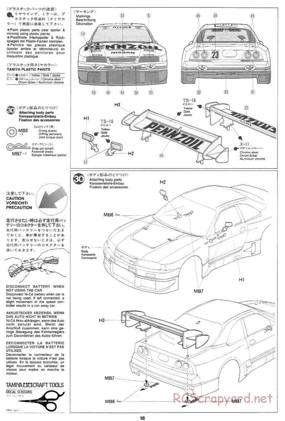 Tamiya - Pennzoil Nismo GT-R - TL-01 Chassis - Manual - Page 18