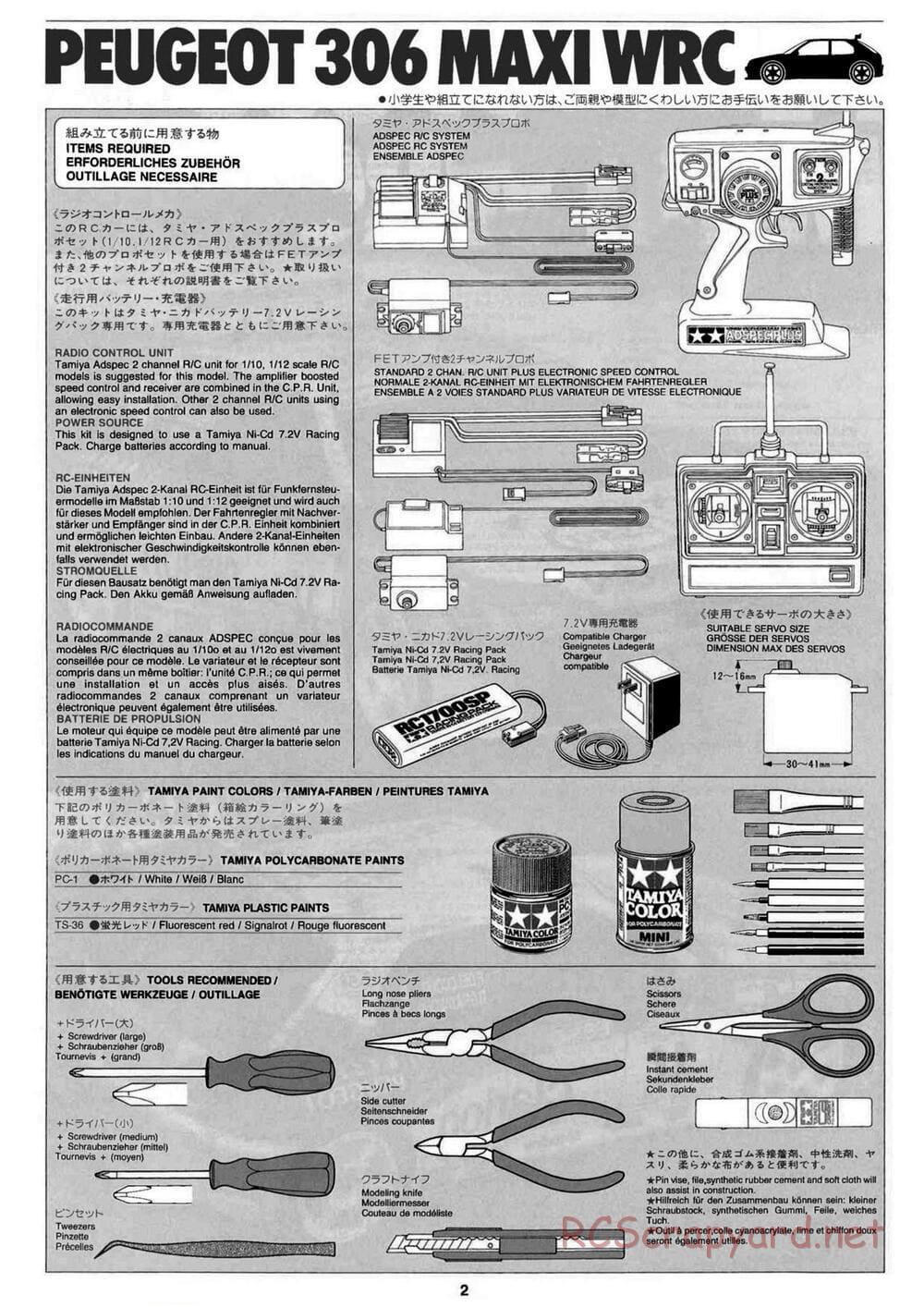 Tamiya - Peugeot 306 Maxi WRC - FF-02 Chassis - Manual - Page 2