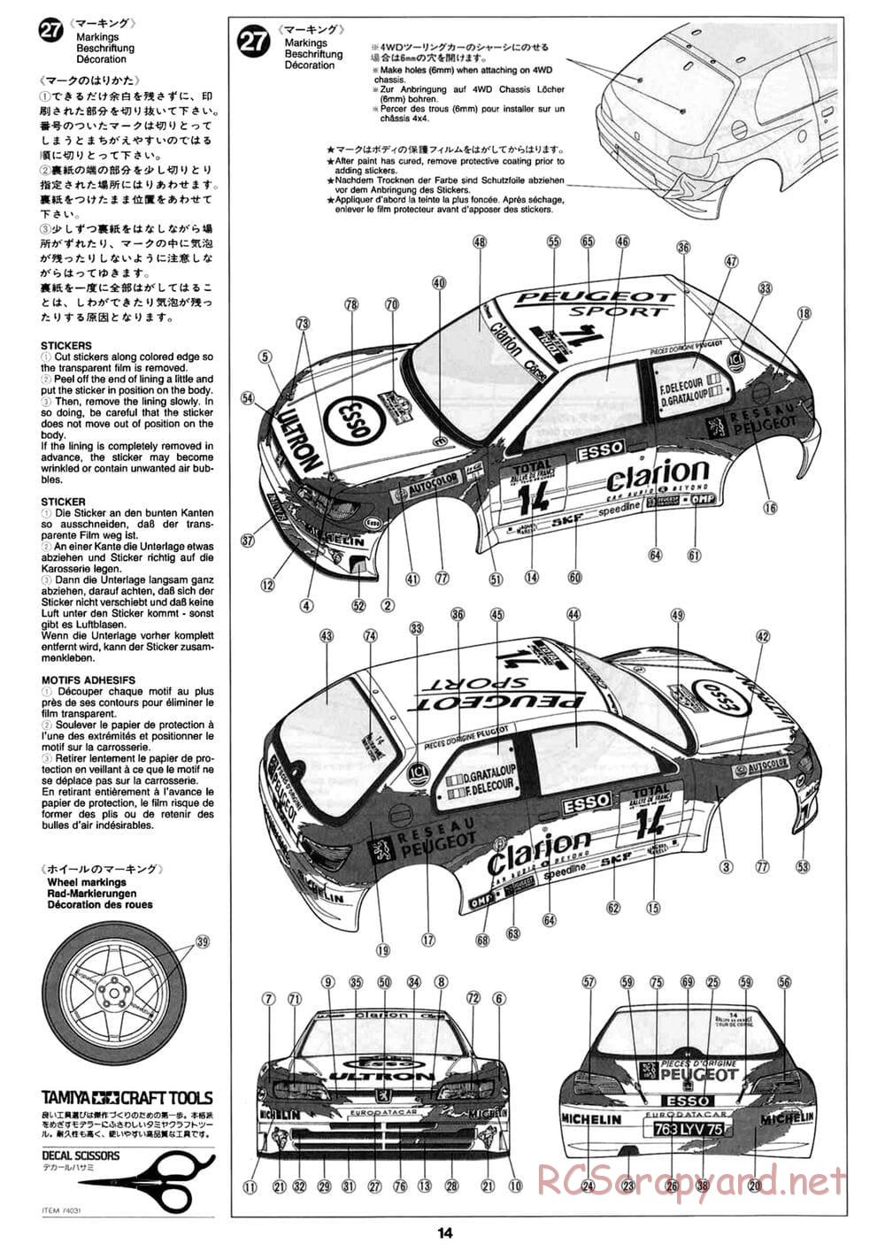 Tamiya - Peugeot 306 Maxi WRC - FF-02 Chassis - Manual - Page 14