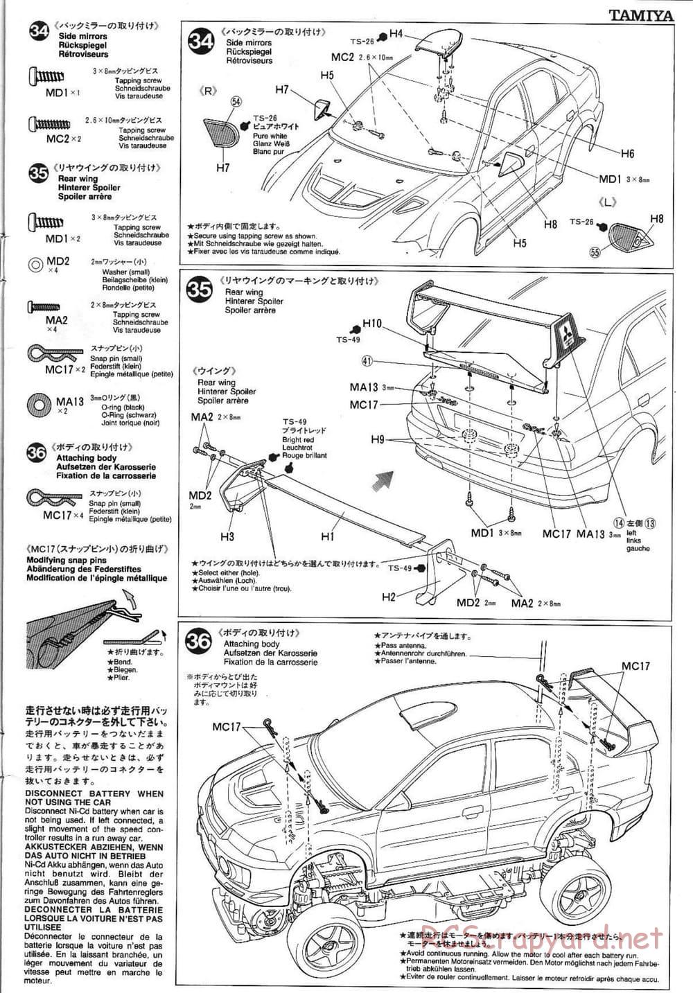 Tamiya - Mitsubishi Lancer Evolution V WRC - TA-03F Chassis - Manual - Page 19