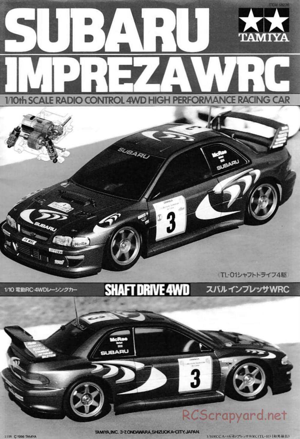 Tamiya - Subaru Impreza WRC - TL-01 Chassis - Manual - Page 1