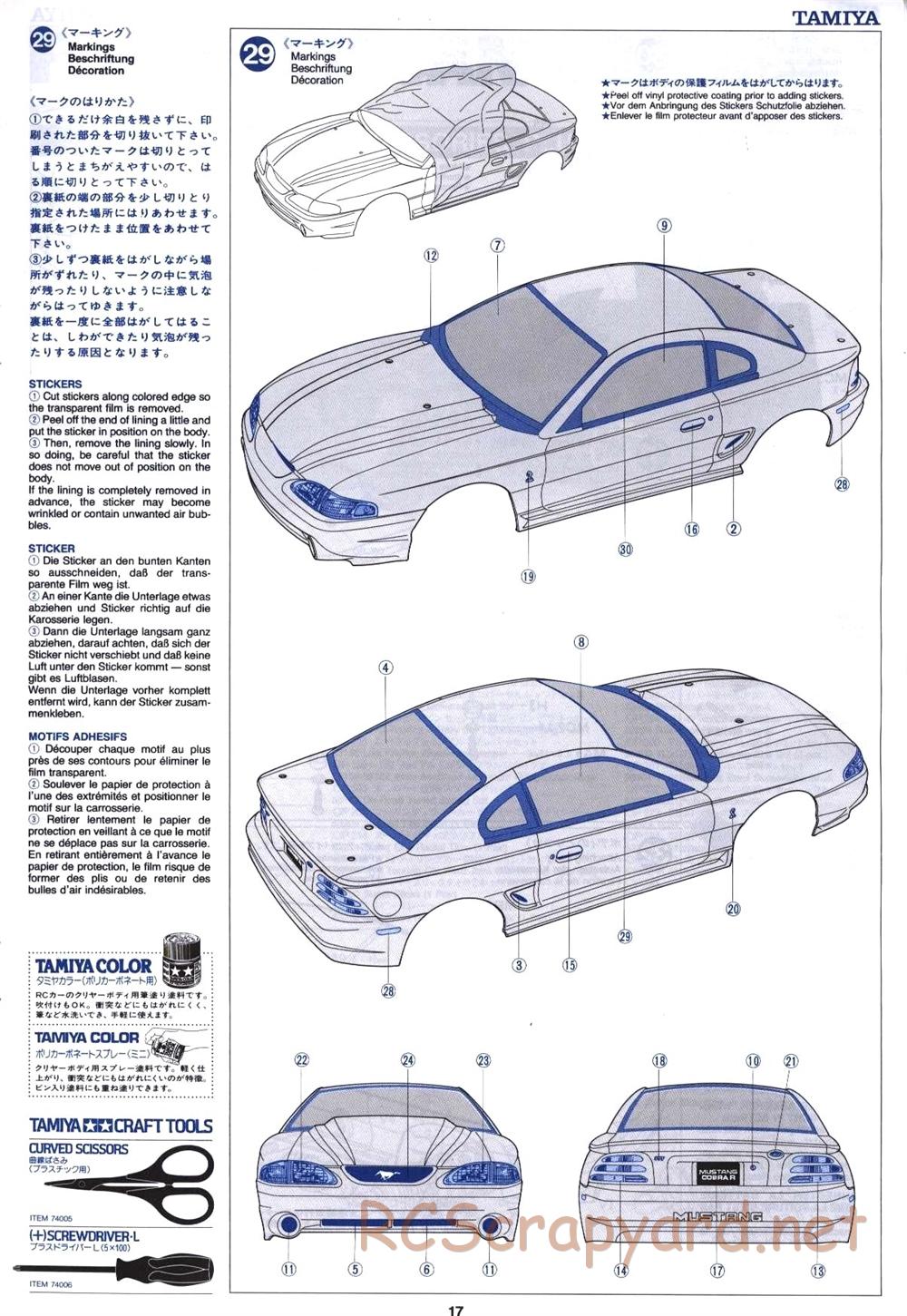Tamiya - Ford Mustang Cobra-R - TL-01 Chassis - Manual - Page 17