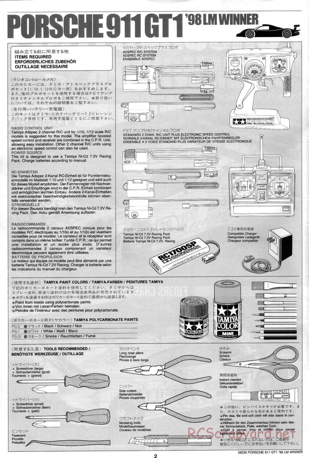 Tamiya - Porsche 911 GT1 98 LM Winner - F103RS Chassis - Manual - Page 2