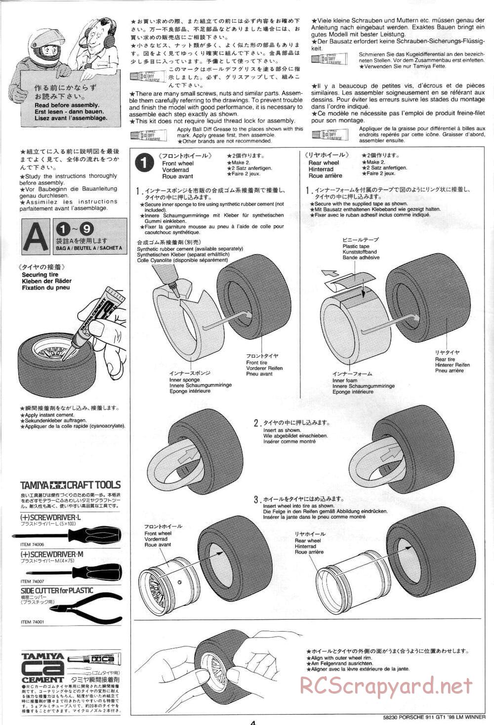 Tamiya - Porsche 911 GT1 98 LM Winner - F103RS Chassis - Manual - Page 4