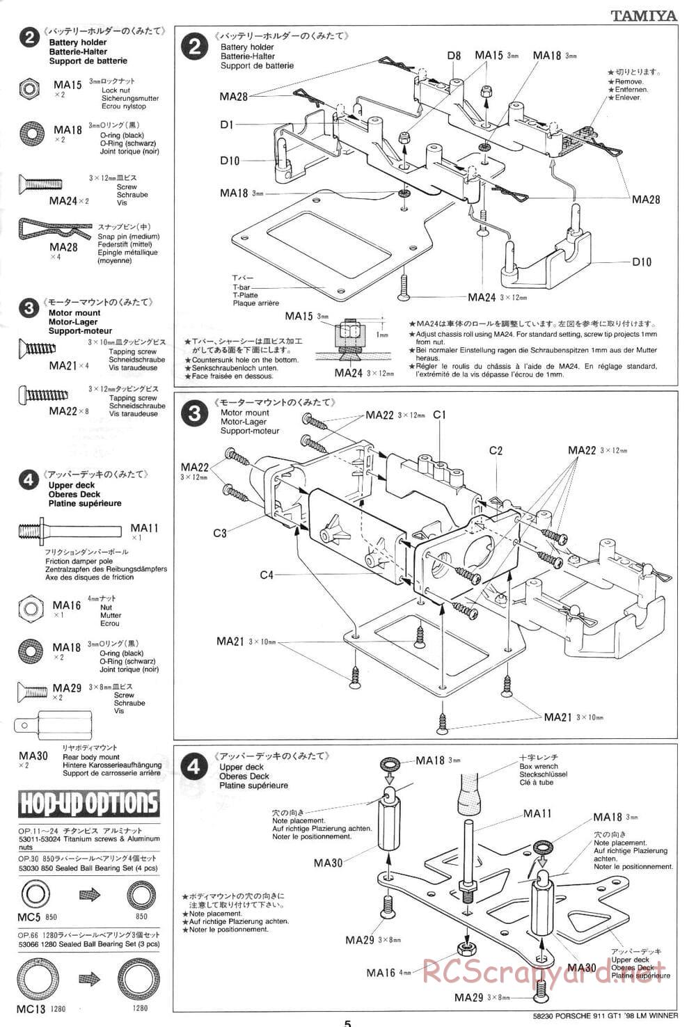 Tamiya - Porsche 911 GT1 98 LM Winner - F103RS Chassis - Manual - Page 5