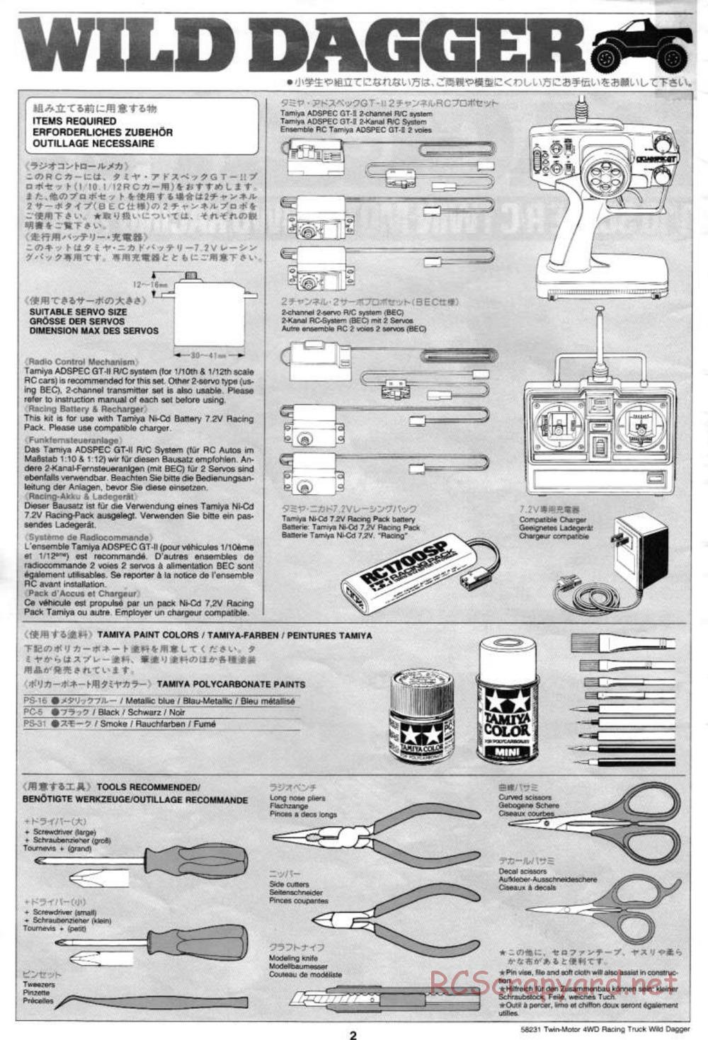 Tamiya - Wild Dagger - WR-01 Chassis - Manual - Page 2