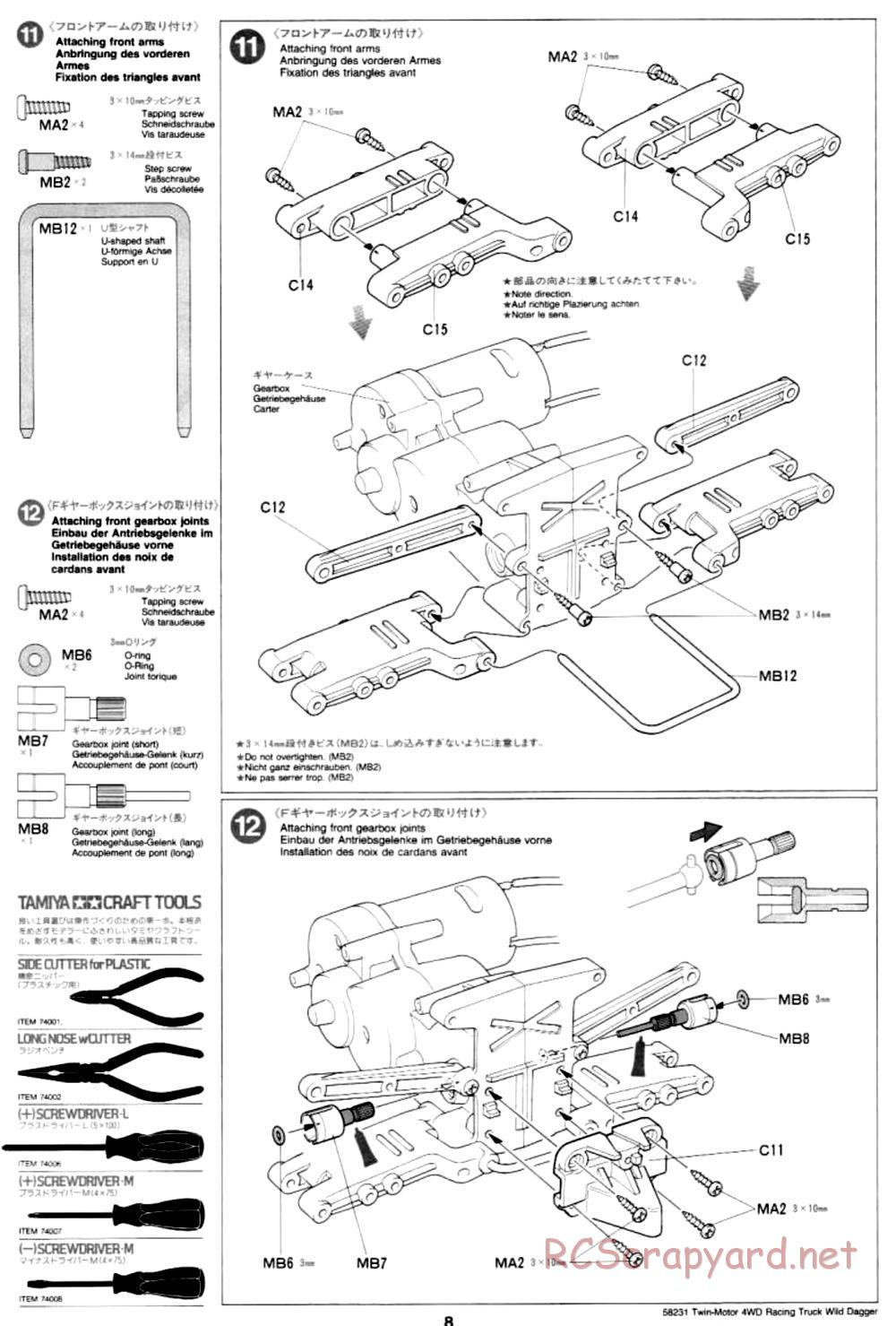 Tamiya - Wild Dagger - WR-01 Chassis - Manual - Page 8