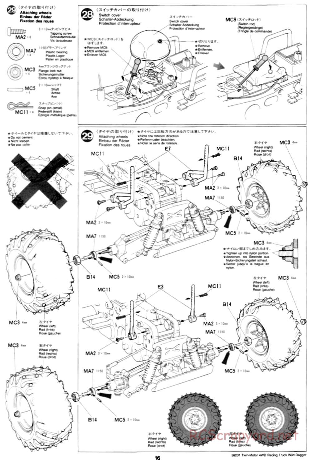 Tamiya - Wild Dagger - WR-01 Chassis - Manual - Page 16