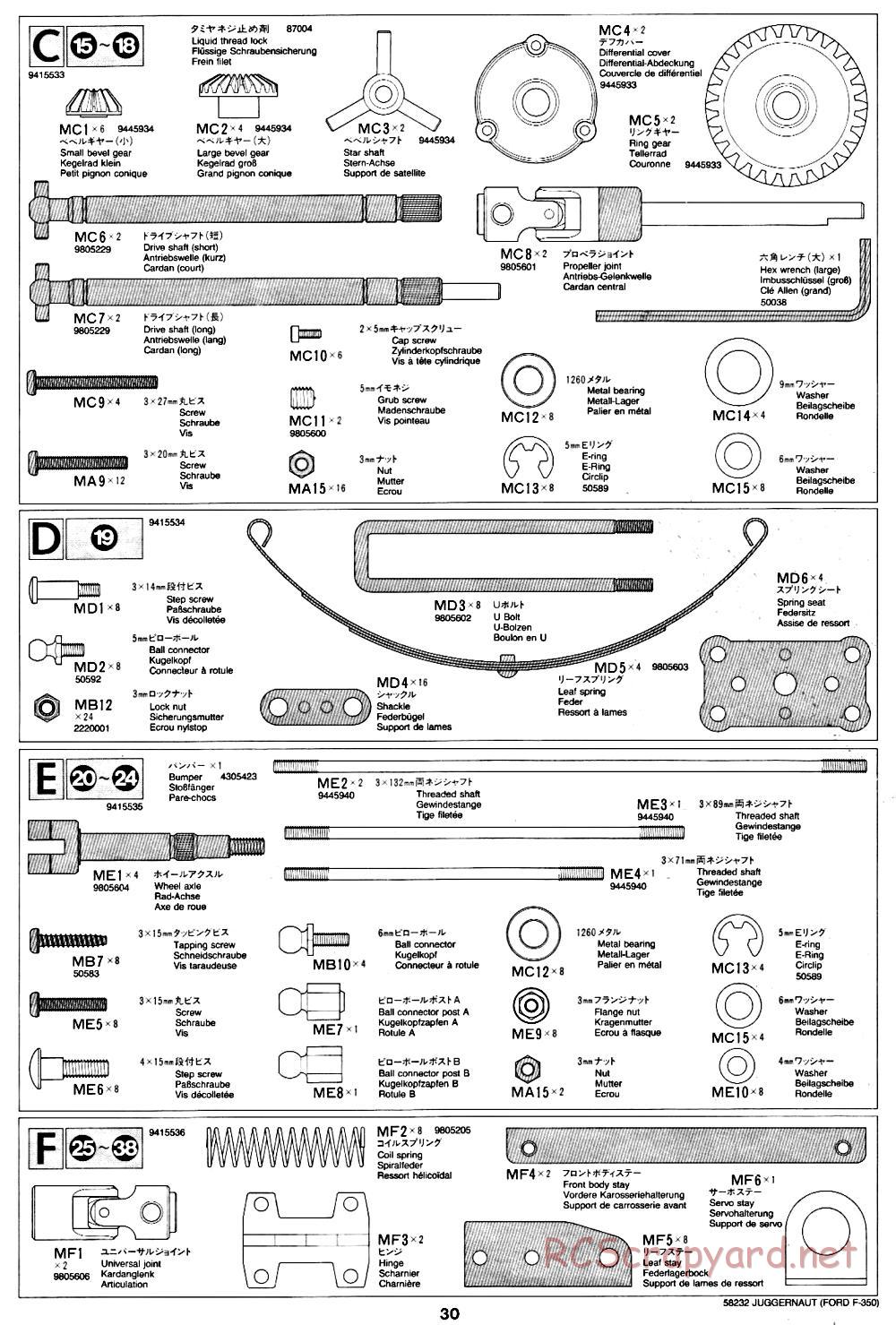 Tamiya - Juggernaut Chassis - Manual - Page 30
