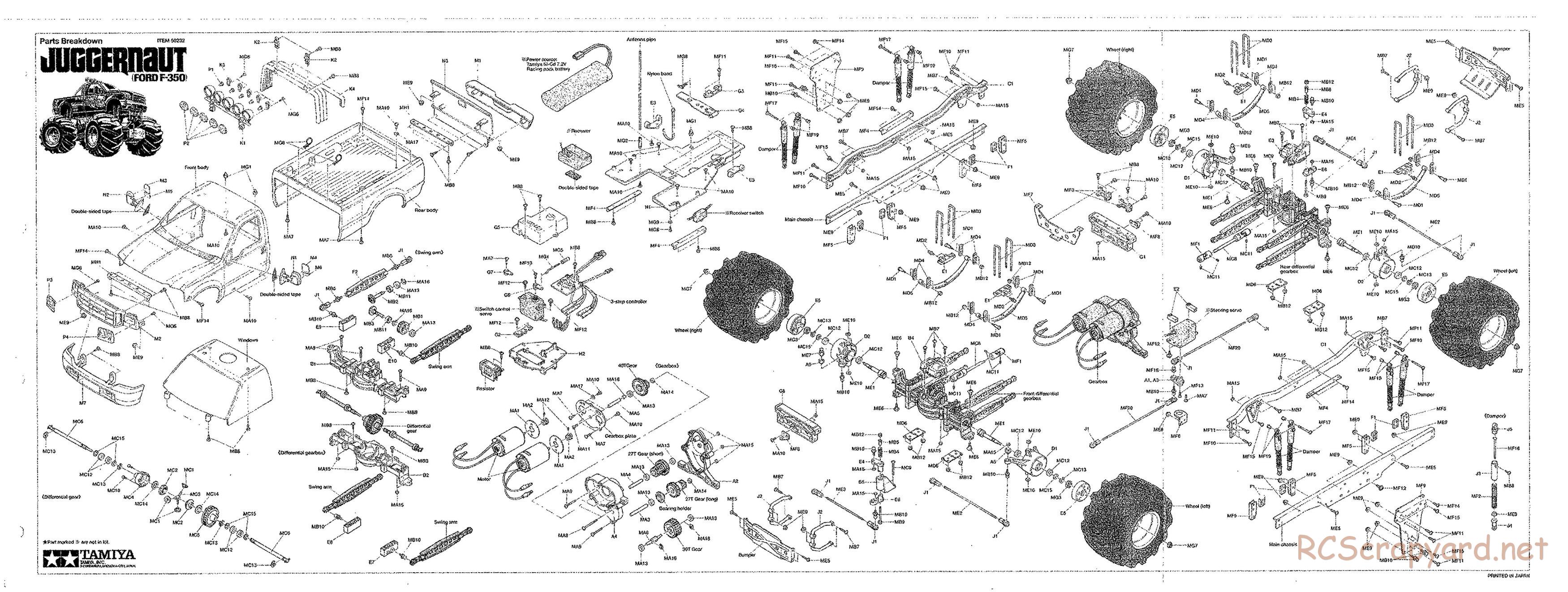 Tamiya - Juggernaut Chassis - Exploded View