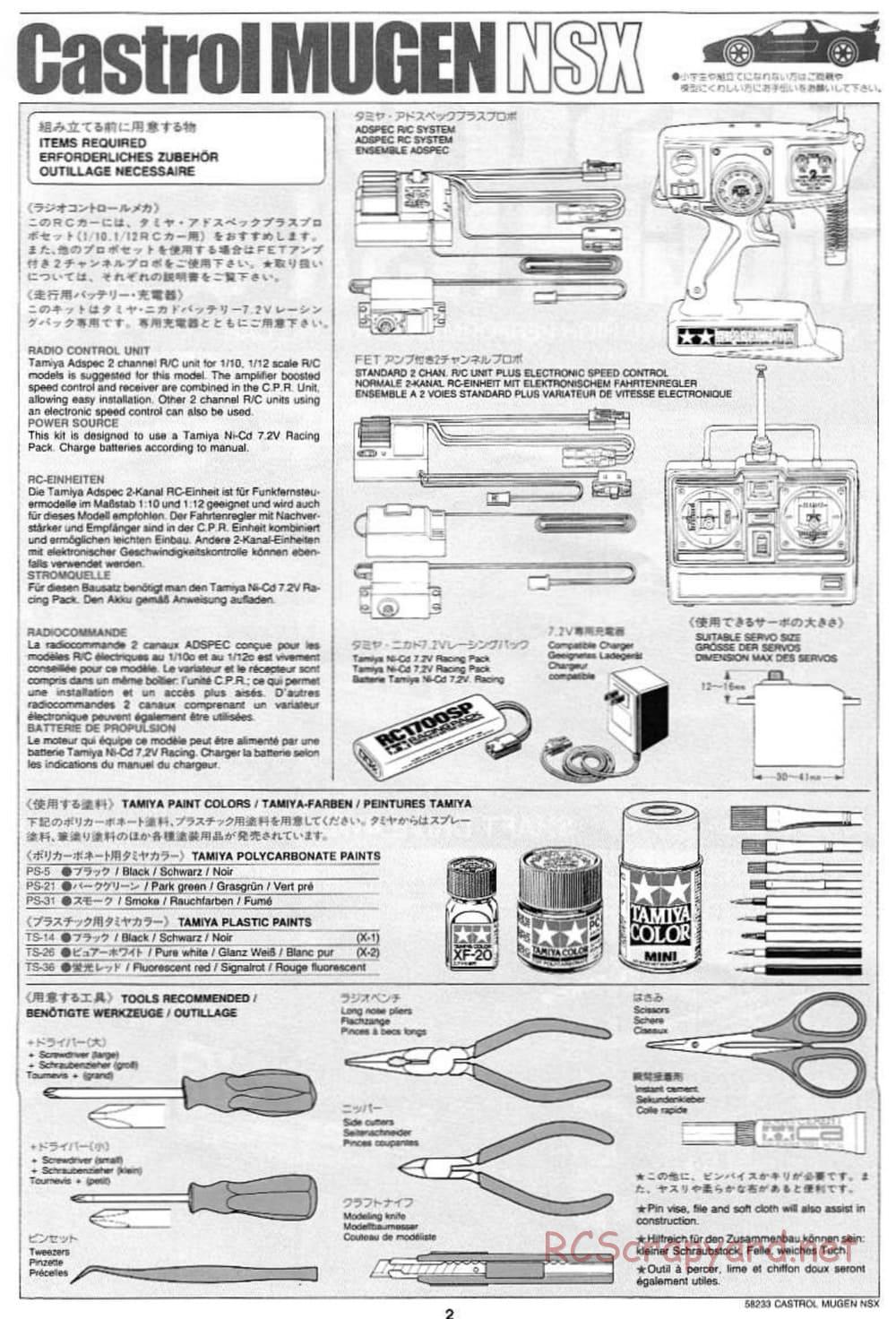 Tamiya - Castrol Mugen NSX - TL-01 Chassis - Manual - Page 2