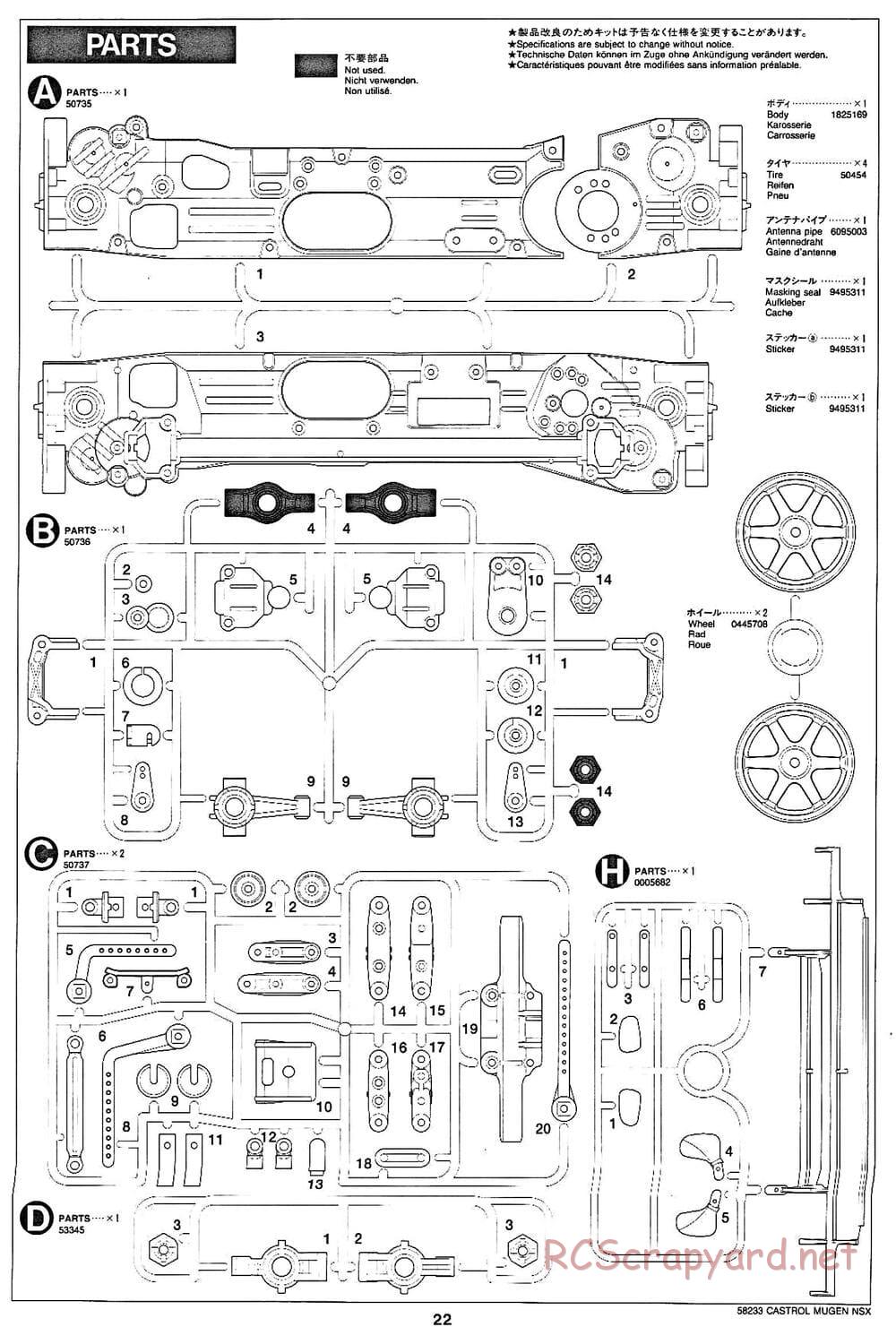 Tamiya - Castrol Mugen NSX - TL-01 Chassis - Manual - Page 22