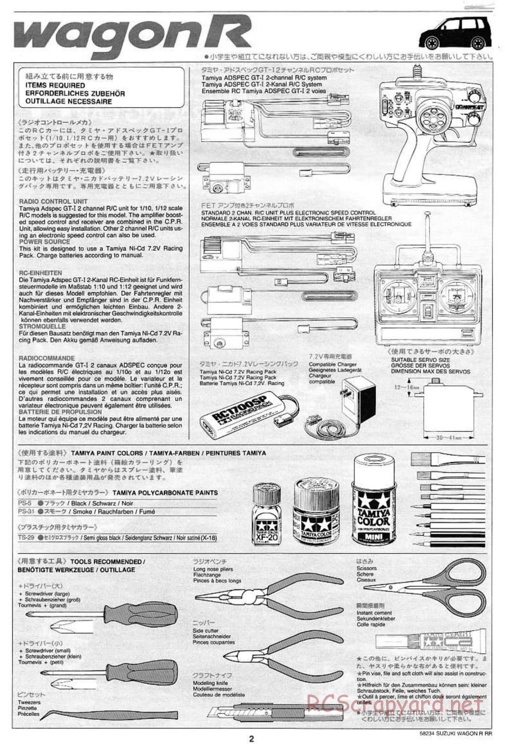 Tamiya - Suzuki WagonR-RR - M03 Chassis - Manual - Page 2