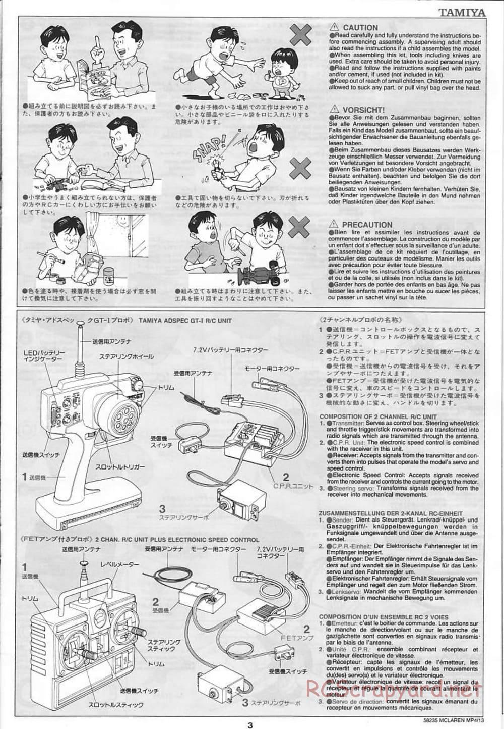 Tamiya - McLaren Mercedes MP4/13 - F103RS Chassis - Manual - Page 3