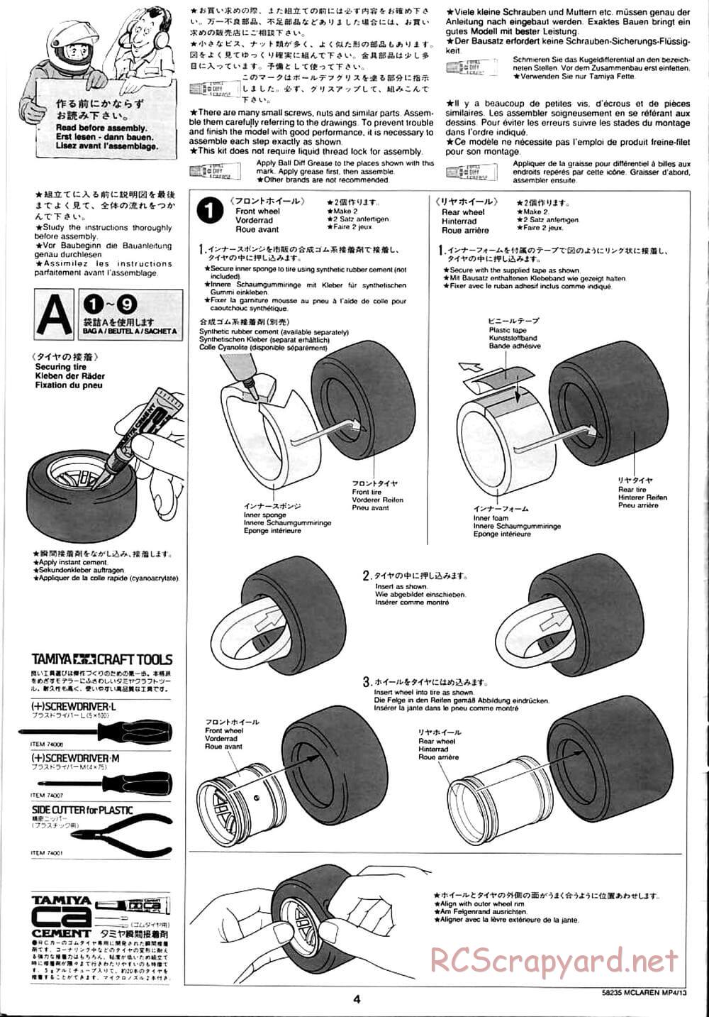 Tamiya - McLaren Mercedes MP4/13 - F103RS Chassis - Manual - Page 4