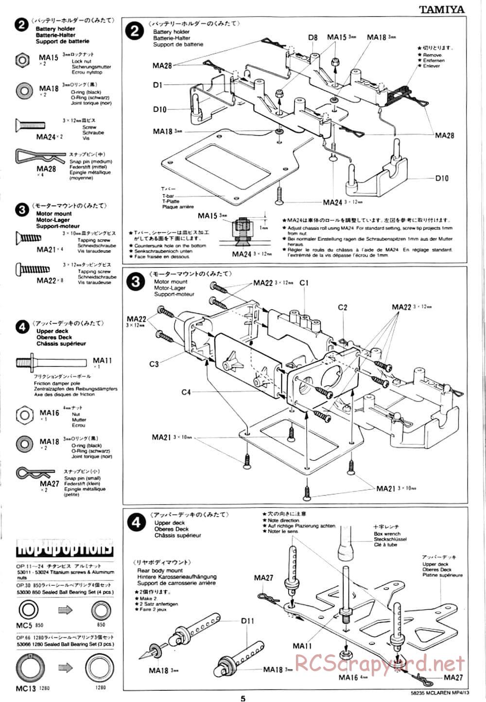Tamiya - McLaren Mercedes MP4/13 - F103RS Chassis - Manual - Page 5