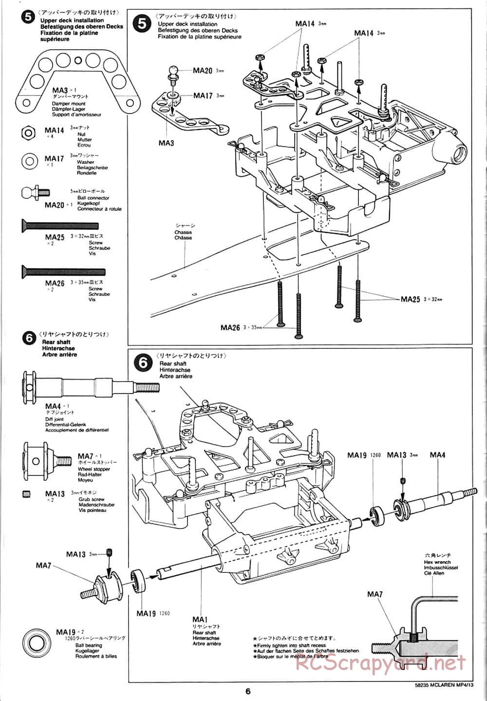 Tamiya - McLaren Mercedes MP4/13 - F103RS Chassis - Manual - Page 6