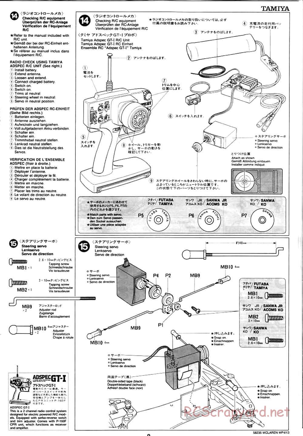 Tamiya - McLaren Mercedes MP4/13 - F103RS Chassis - Manual - Page 9