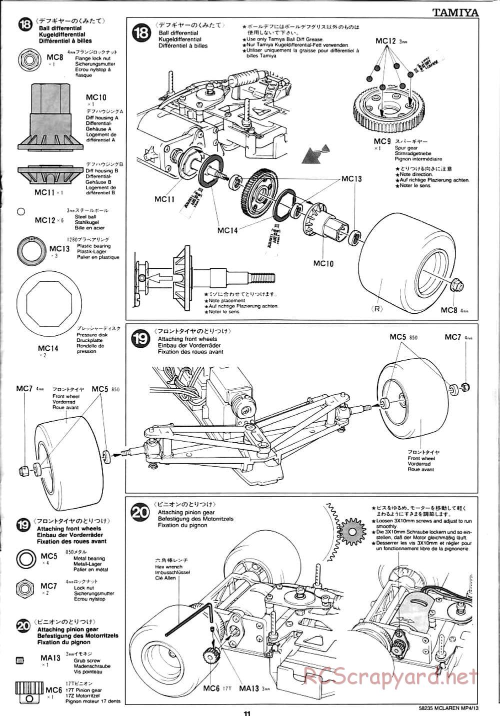 Tamiya - McLaren Mercedes MP4/13 - F103RS Chassis - Manual - Page 11