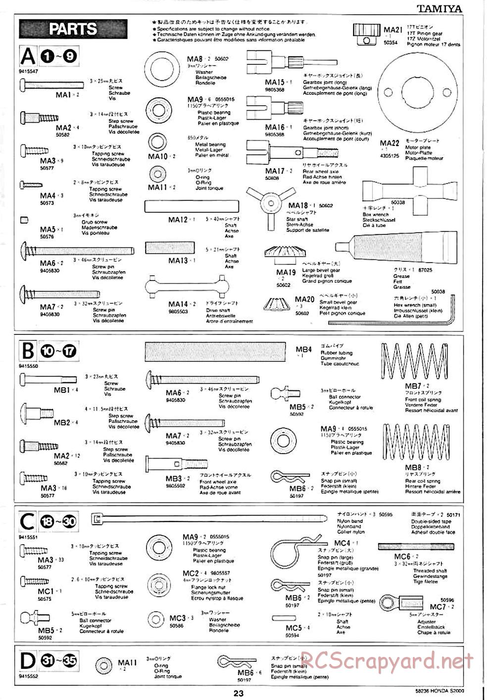 Tamiya - Honda S2000 - M04L Chassis - Manual - Page 19