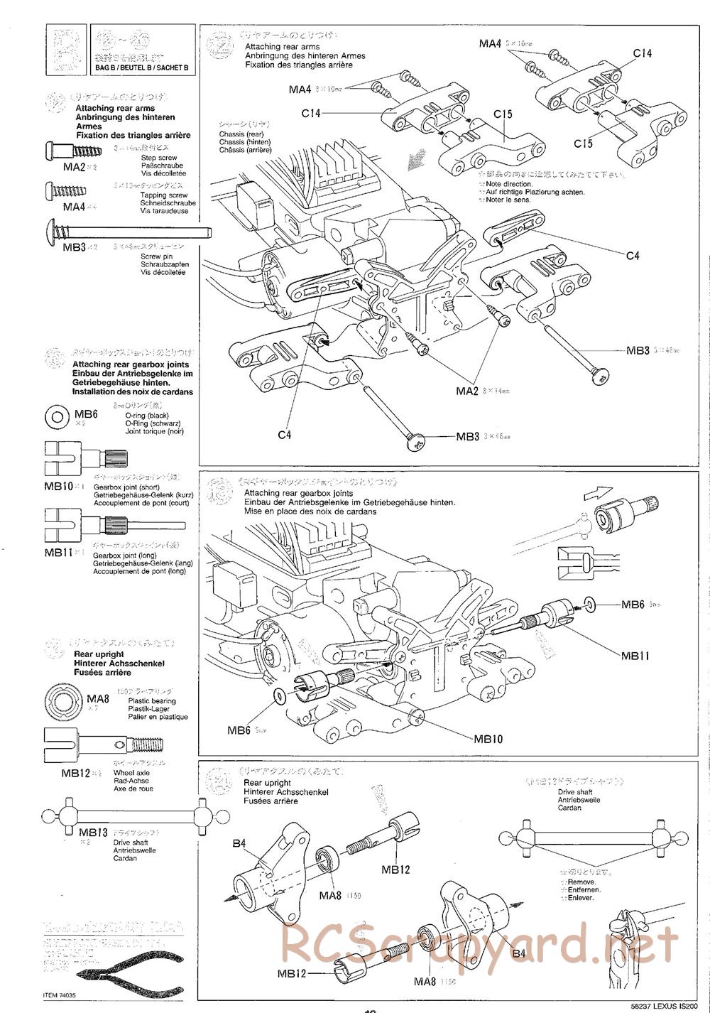 Tamiya - Lexus IS 200 - TL-01 Chassis - Manual - Page 10