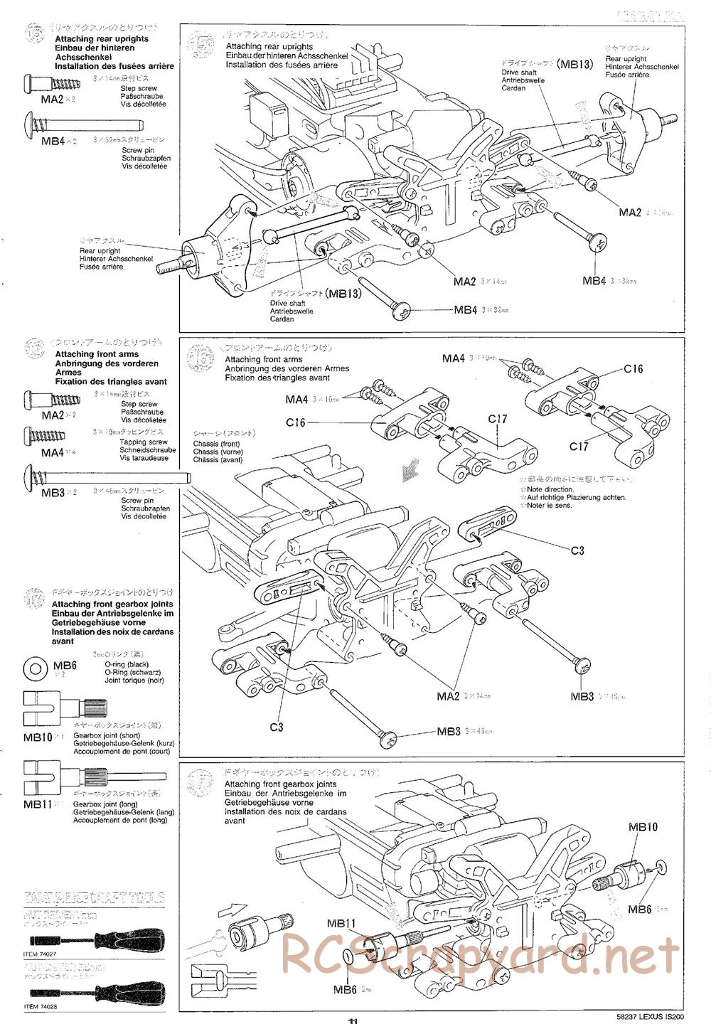 Tamiya - Lexus IS 200 - TL-01 Chassis - Manual - Page 11