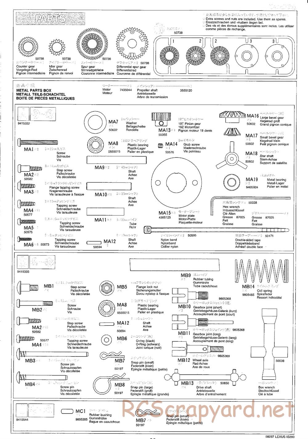 Tamiya - Lexus IS 200 - TL-01 Chassis - Manual - Page 23